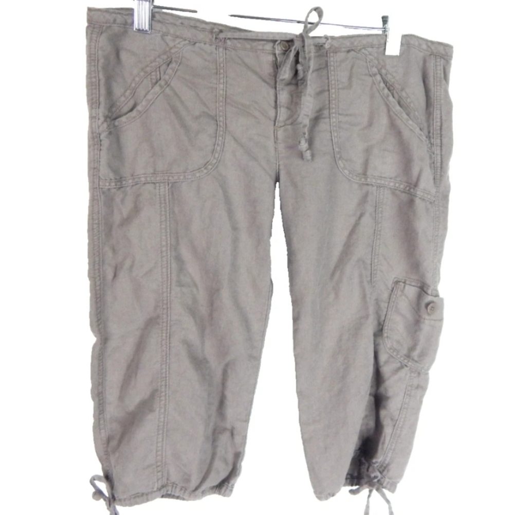 Hollister Vintage Y2K Low Rise Linen Blend Cargo Capri Pants